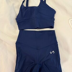TLF Apparel Navy Blue Sports Bra and Leggings Set